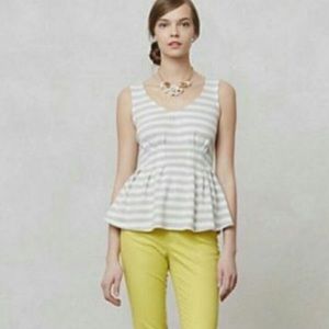Anthropologie Deletta Striped Peplum Top Size S